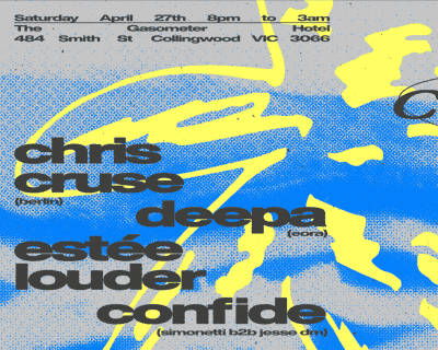 CONFIDE presents Chris Cruse (Berlin), Deepa (Eora) + Estée Louder tickets blurred poster image