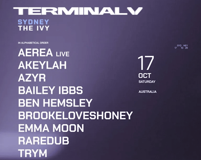 Terminal V Sydney tickets
