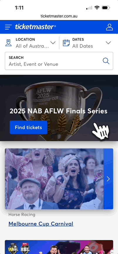Instructions on how to reset your Ticketmaster password