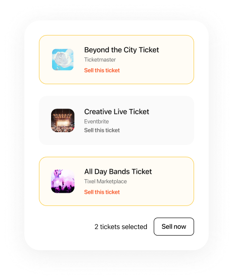 Example of selecting tickets to sell