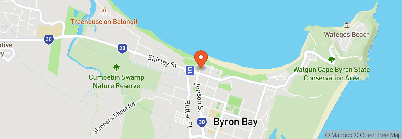 Map of Beach Hotel Resort, Byron Bay