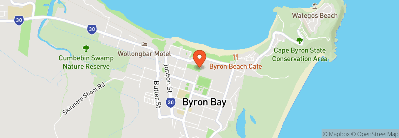 Map of The Yac Byron Bay