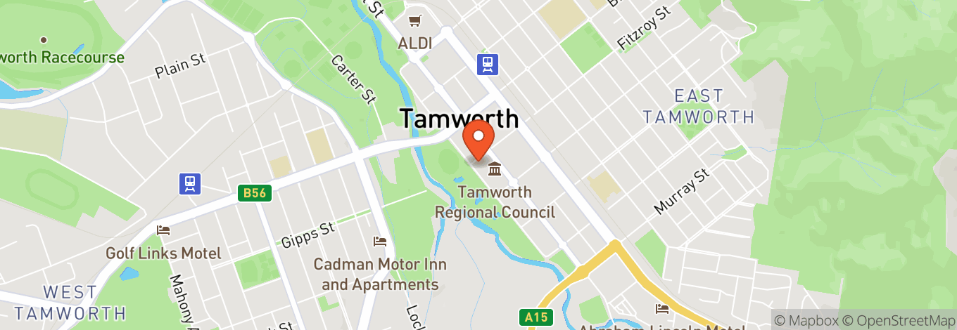 Map of Tamworth War Memorial Town Hall