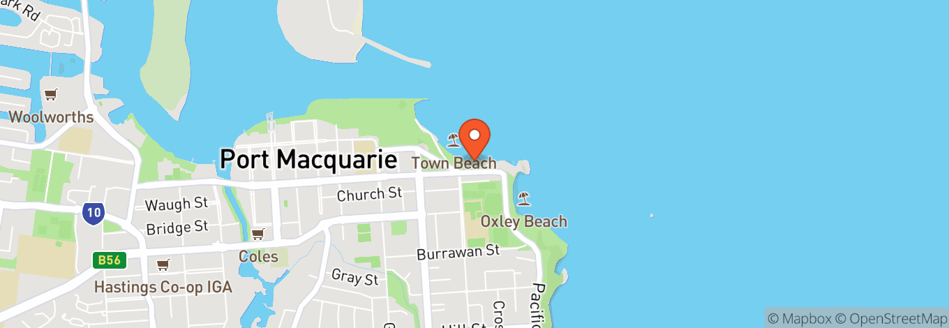 Map of Town Beach Port Macquarie