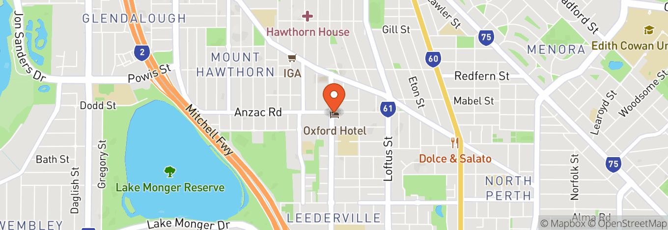 Map of The Oxford Hotel Leederville