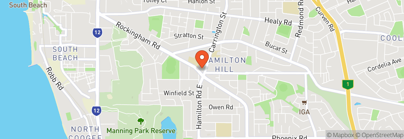 Map of Hamilton Hill Memorial Hall