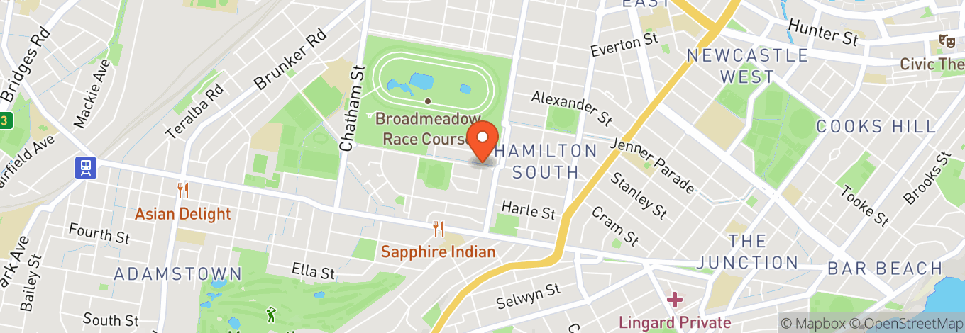 Map of Newcastle Jockey Club (Broadmeadow Racecourse)