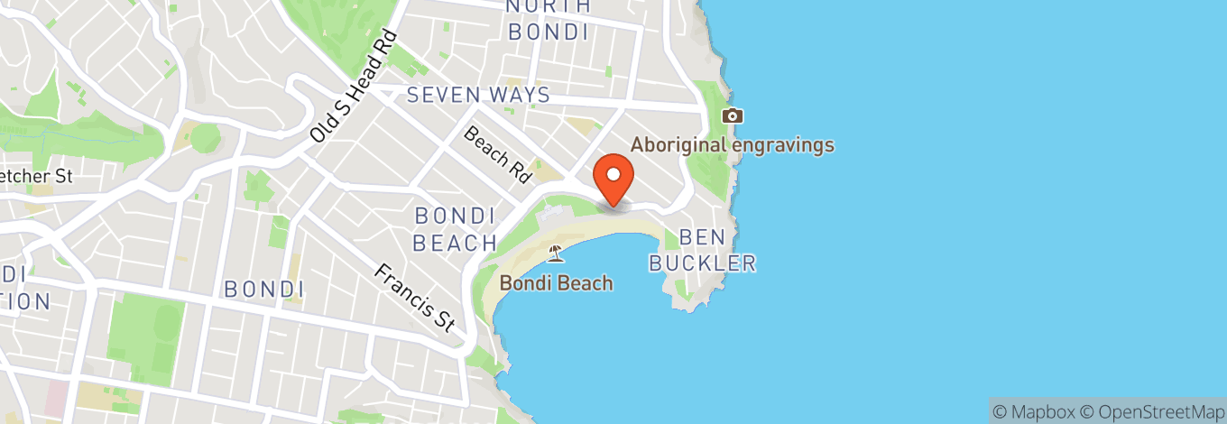 Map of Bondi Beach (Queen Elizabeth Drive)