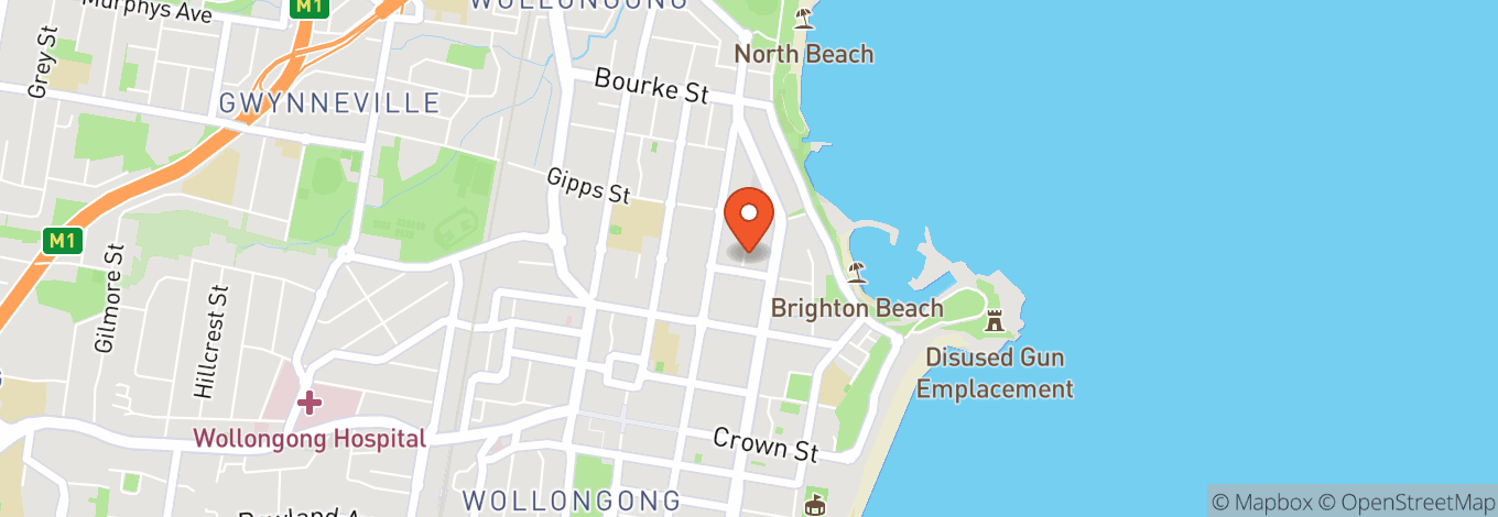 Map of Wollongong Foreshore, South Beach, Dharawal Country