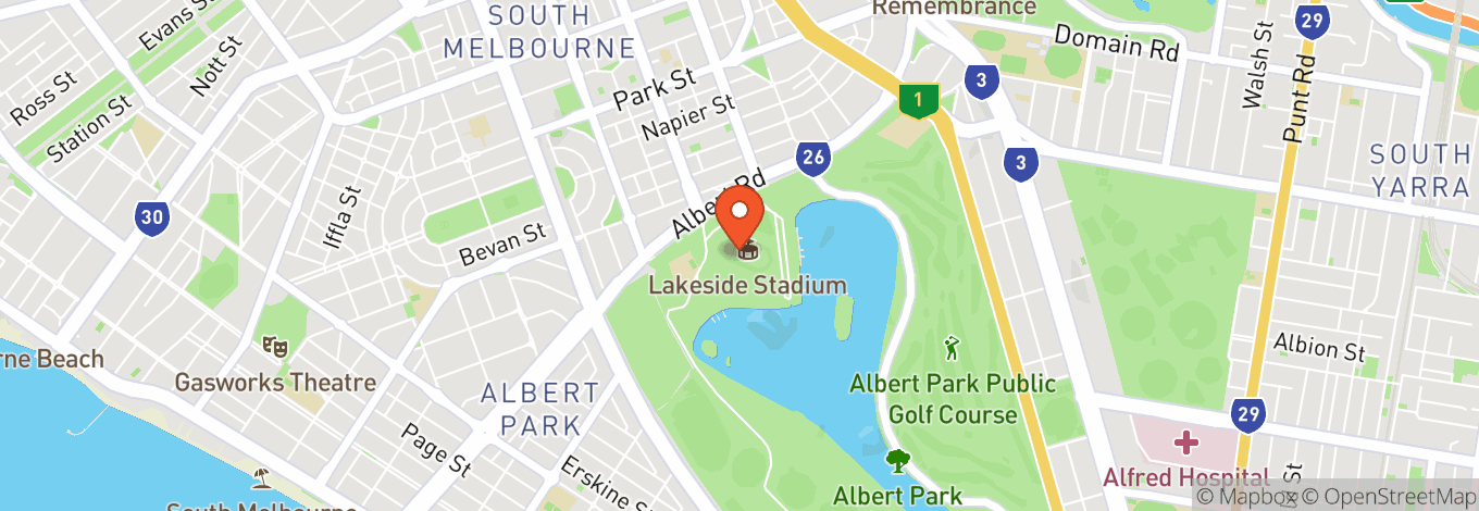 Map of Lakeside Stadium