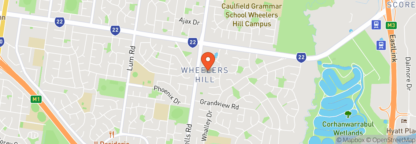 Map of Wheelers Hill Hotel