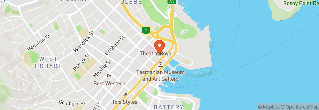Map of Hobart City Hall