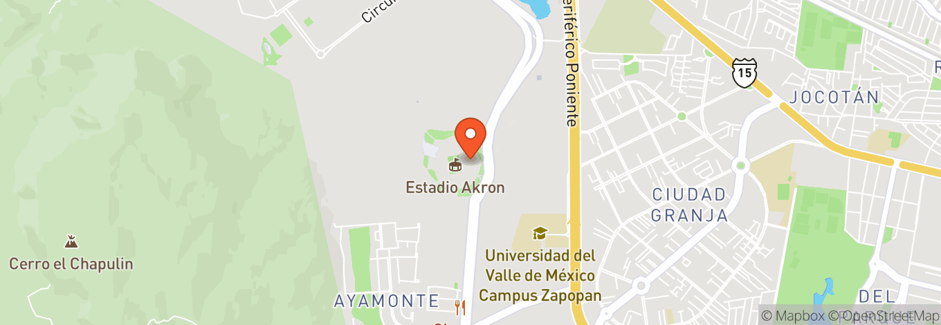 Map of Estadio Akron (Akron Stadium)