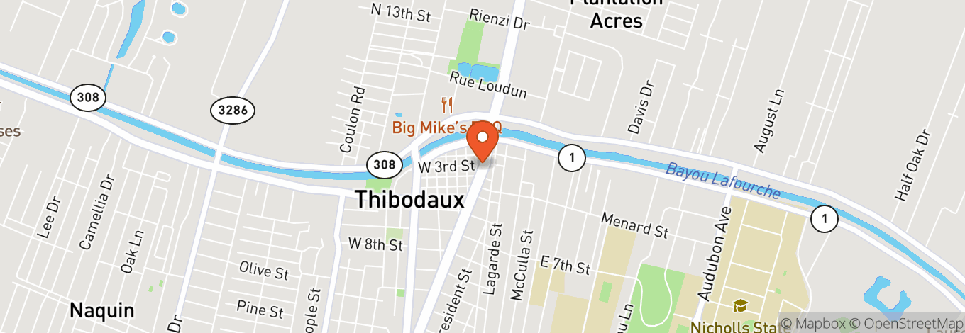 Map of Harang Auditorium formerly Thibodaux Civic Center