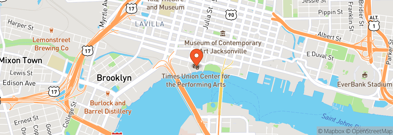 Map of Jacksonville Center For The Performing Arts