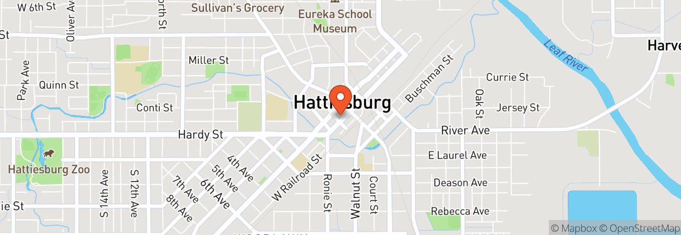 Map of Hattiesburg Saenger Theater