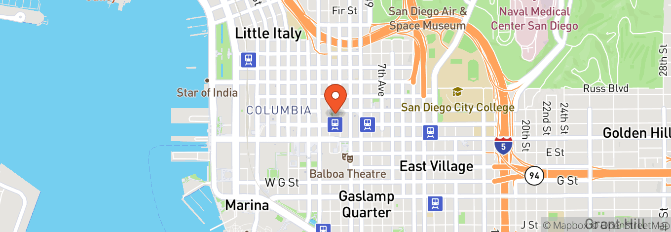 Map of San Diego Civic Theatre