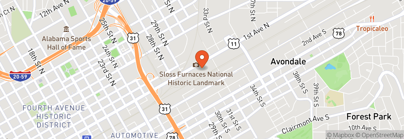 Map of Sloss Furnaces
