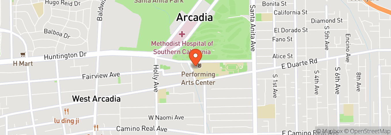 Map of Arcadia Performing Arts Center