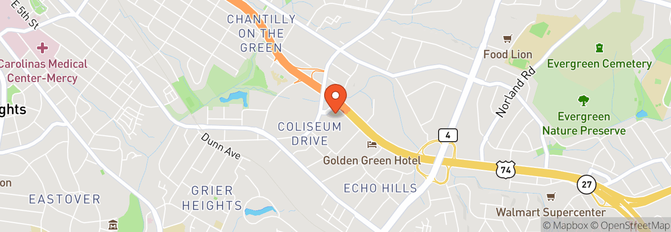 Map of Bojangles Coliseum