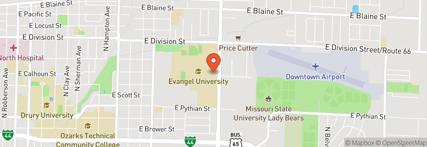 Map of Evangel University's Spence Chapel