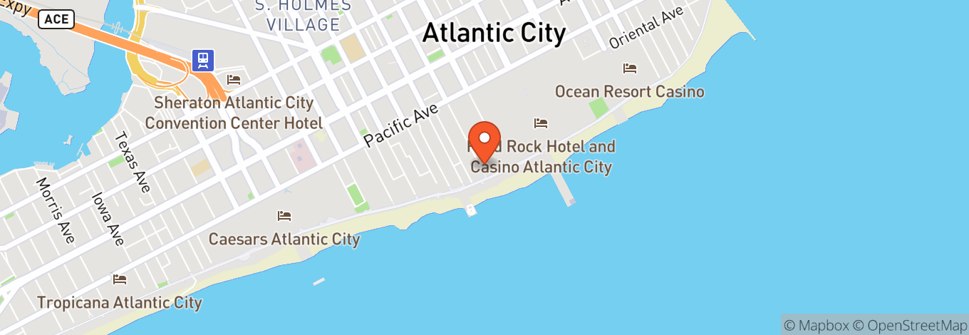 Map of Hunk-O-Mania Male Strip Club,  Atlantic City