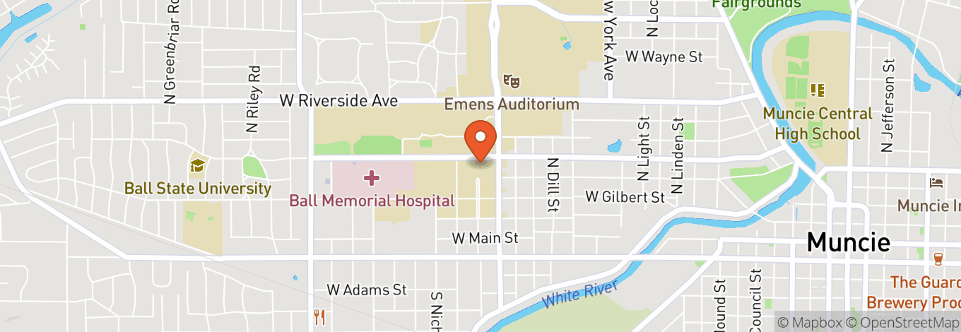 Map of Ball State University Pruis Hall