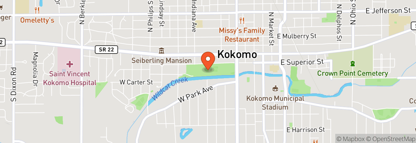 Map of Kokomo Arts Pavillion