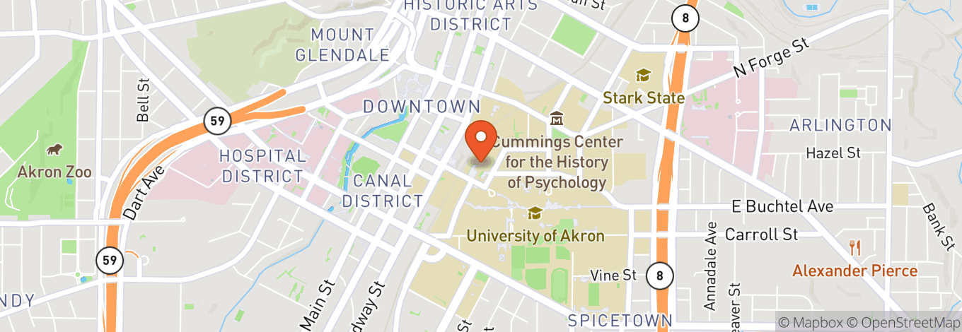 Map of E.J. Thomas Hall - The University of Akron