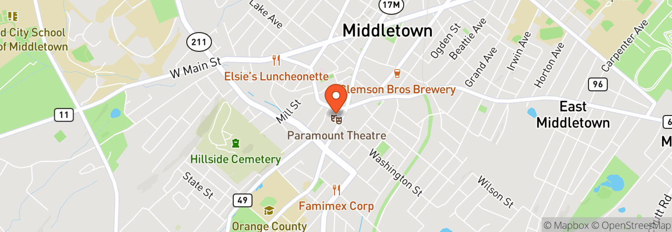 Map of The Paramount Theatre (Middletown, NY)
