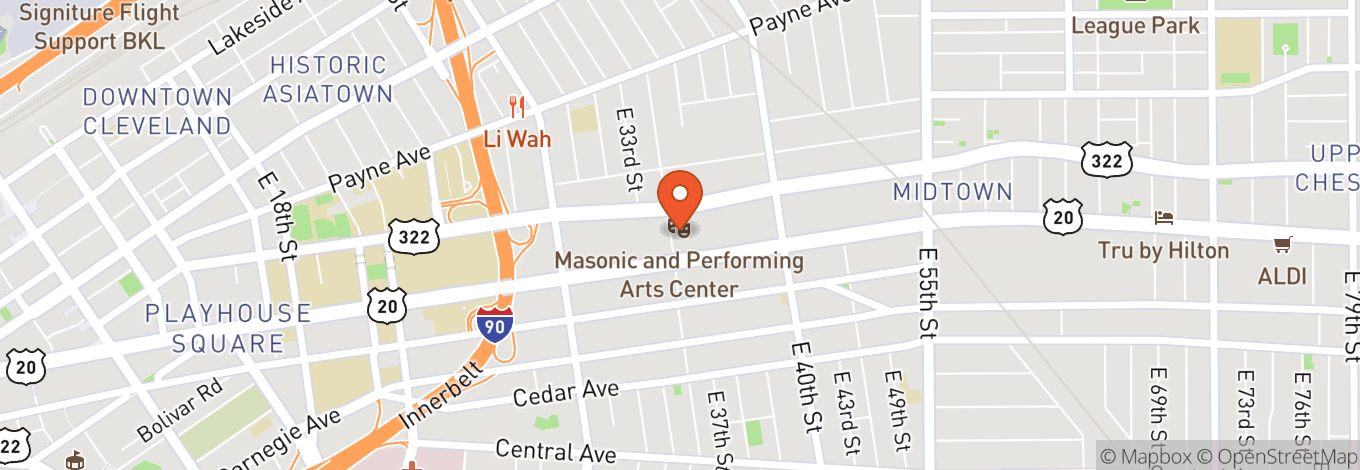 Map of TempleLive Cleveland Masonic