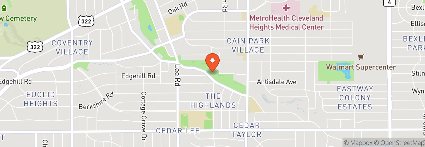 Map of Cain Park Evans Amphitheater