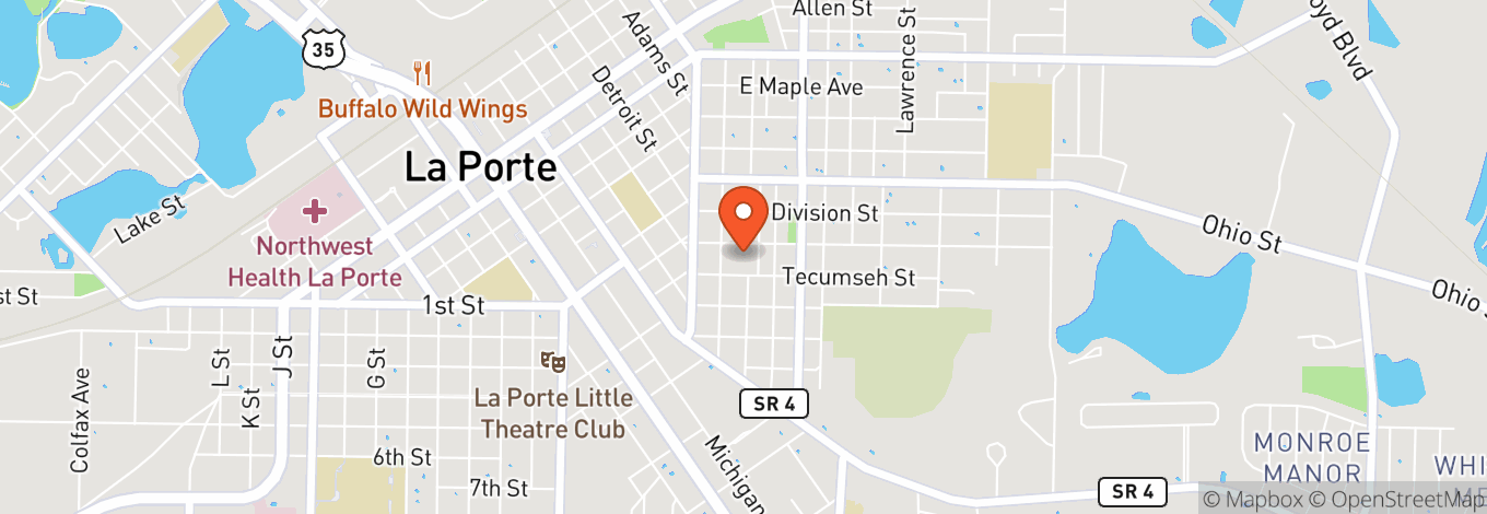 Map of La Porte Civic Auditorium