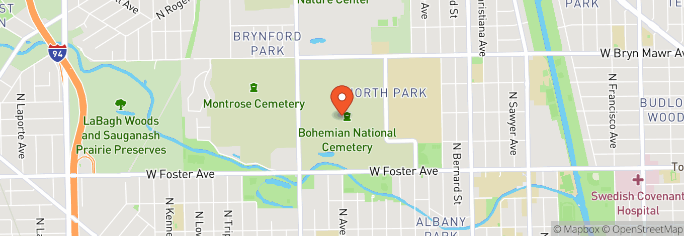 Map of Bohemian National Cemetery