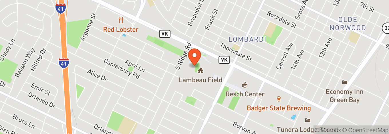 Map of Lambeau Field