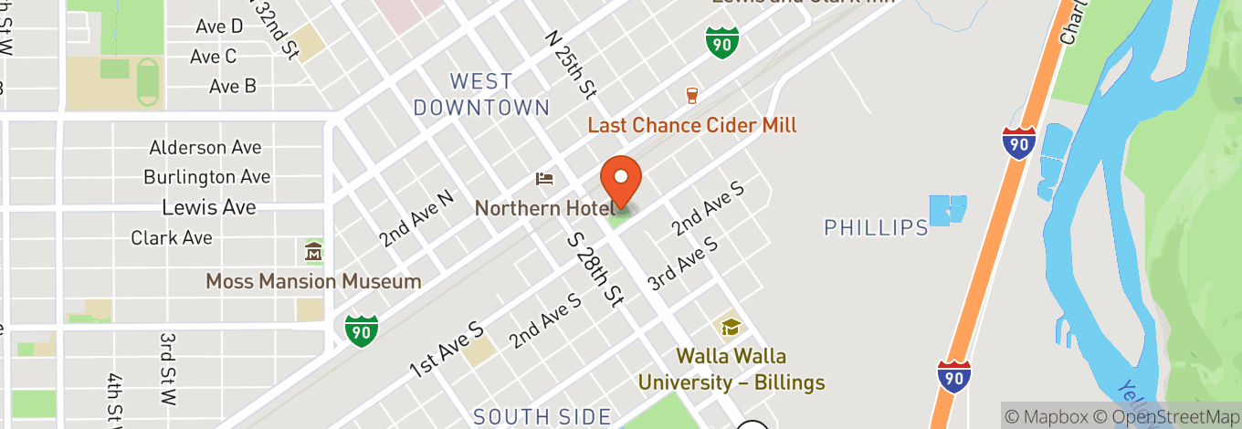 Map of Downtown Billings SkatePark