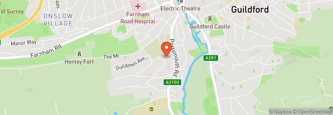 Map of Guildford's Yvonne Arnaud Theatre