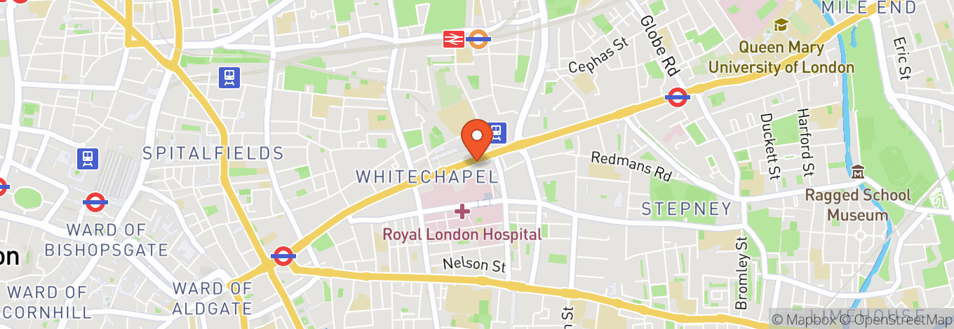 Map of London Hospital Tavern