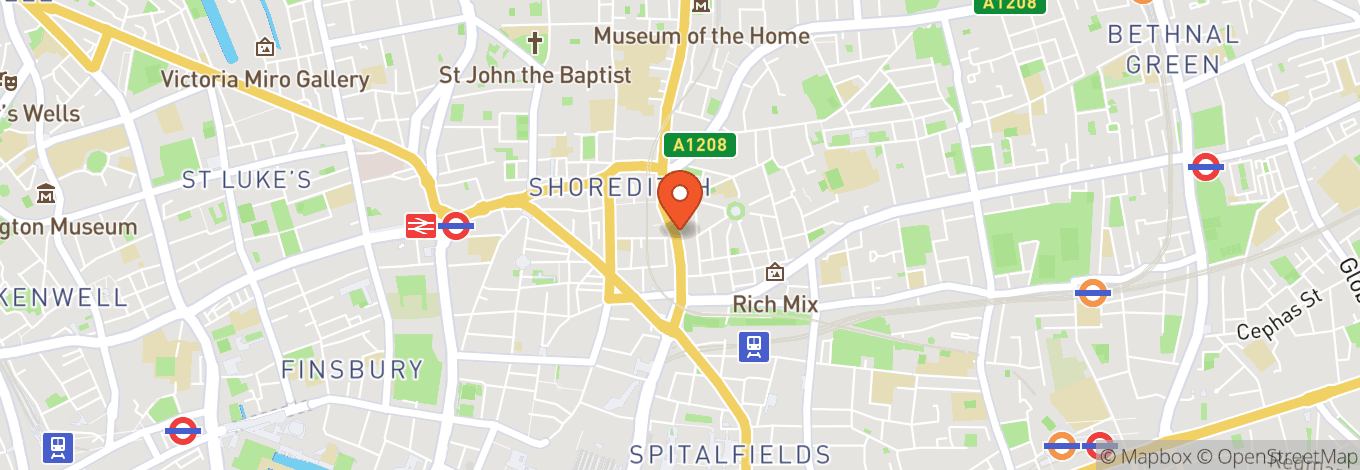 Map of The Rooftop At One Hundred Shoreditch