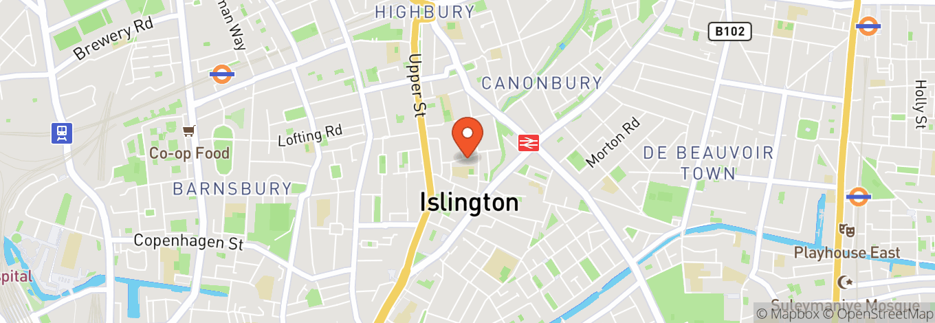 Map of Kings Head Theatre in London