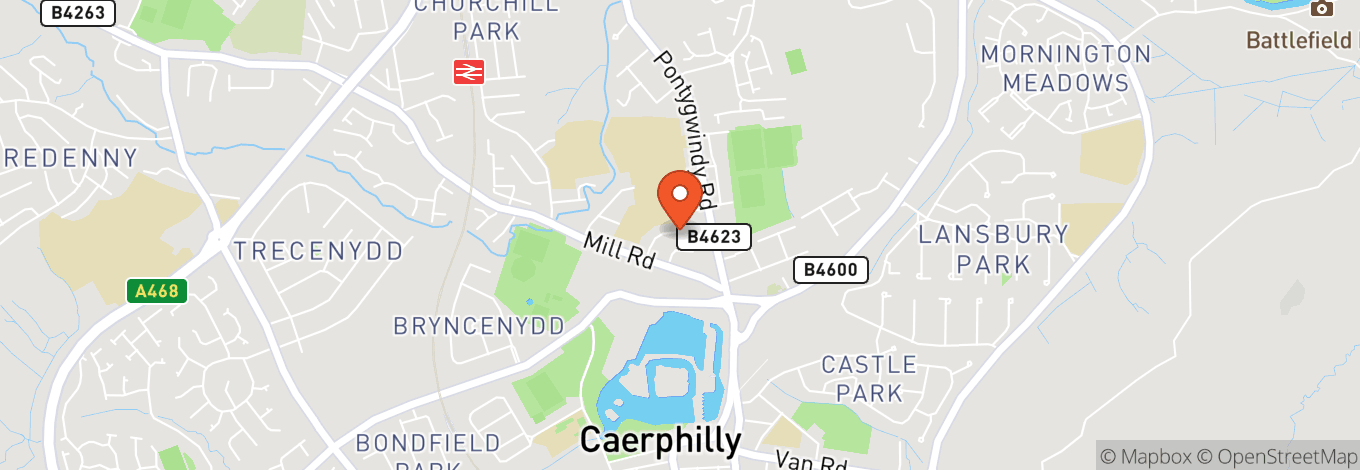 Map of Caerphilly Workmens Hall & Institute