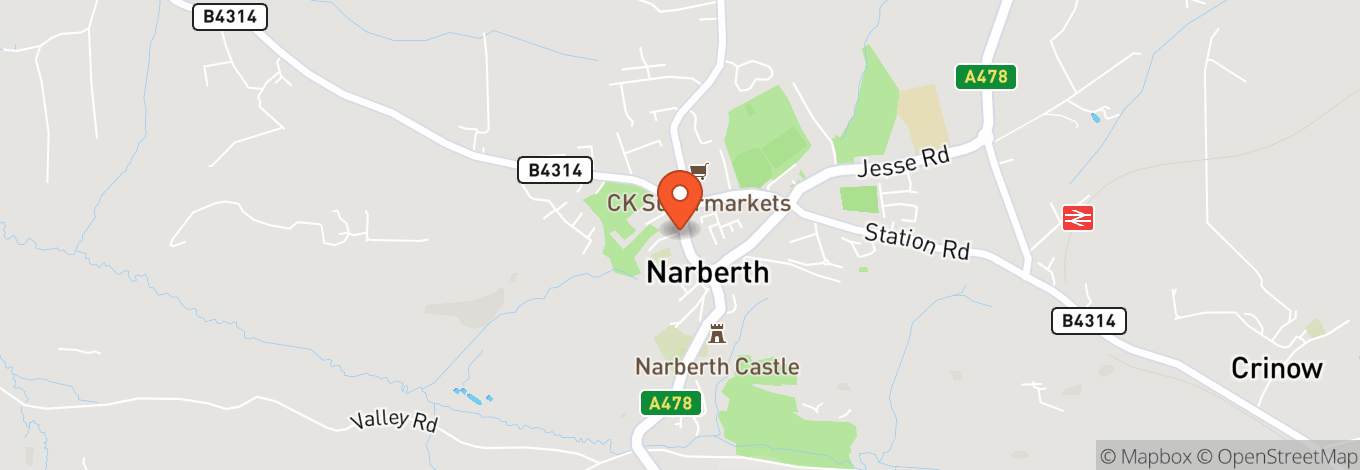 Map of Queens Hall, Narbeth