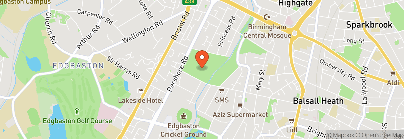 Map of Edgbaston Cricket Ground in Birmingham