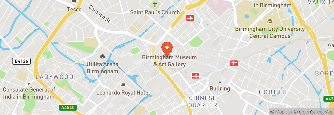 Map of Birmingham Town Hall