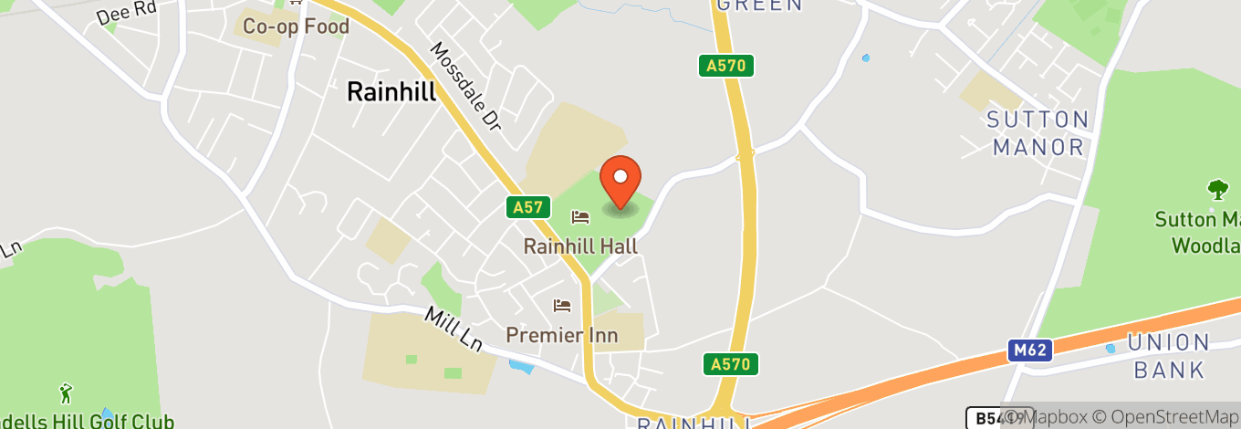 Map of Rainhill Hall in Prescot