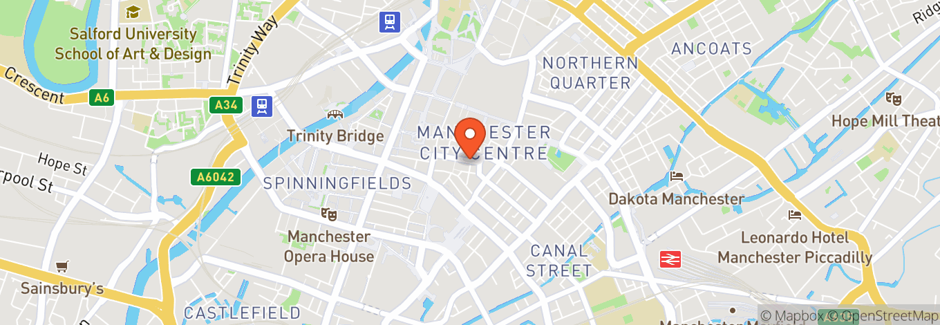 Map of Various Venues Around Manchester